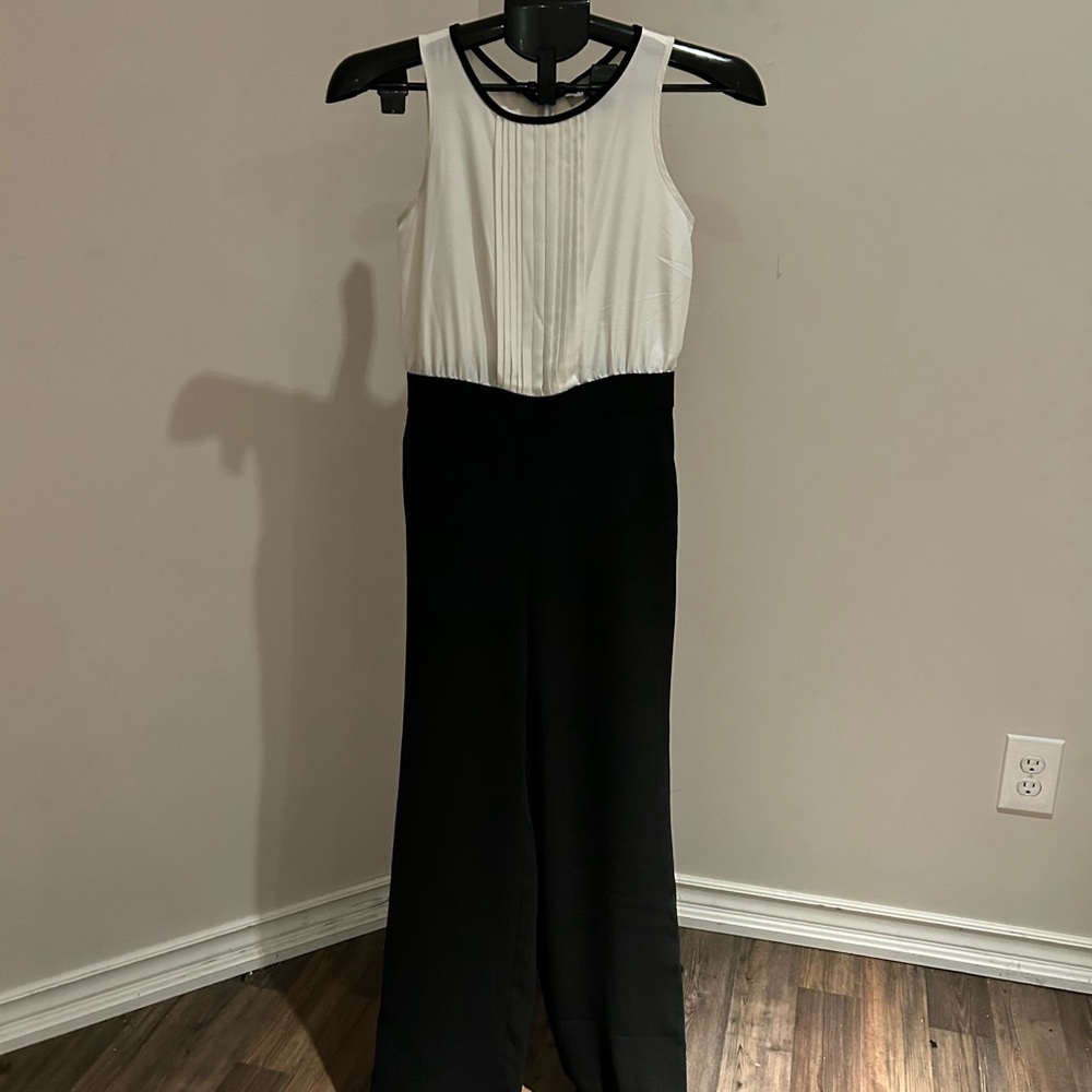 LOFT Black and White Color Block Jumpsuit
